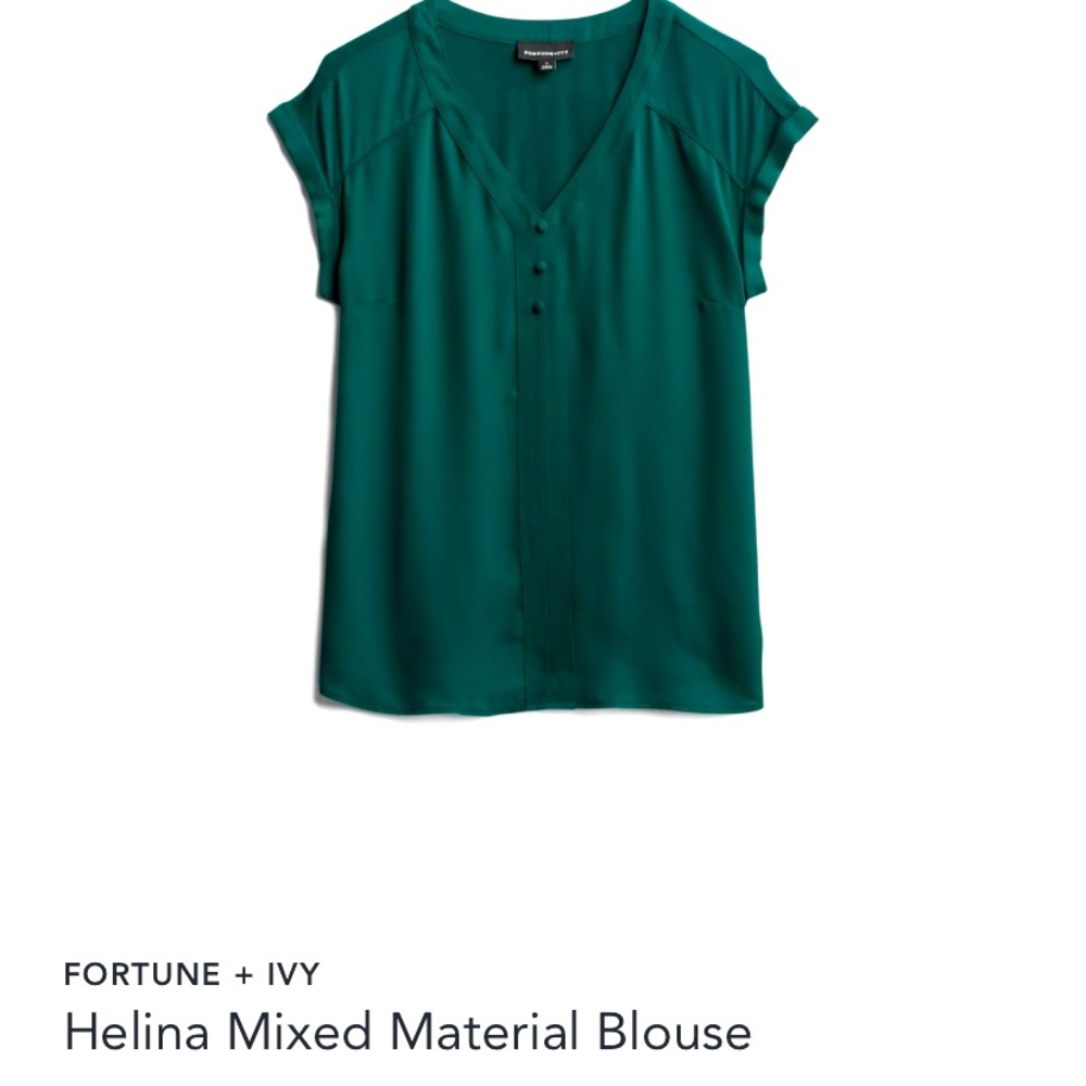 Emerald green mixed media blouse